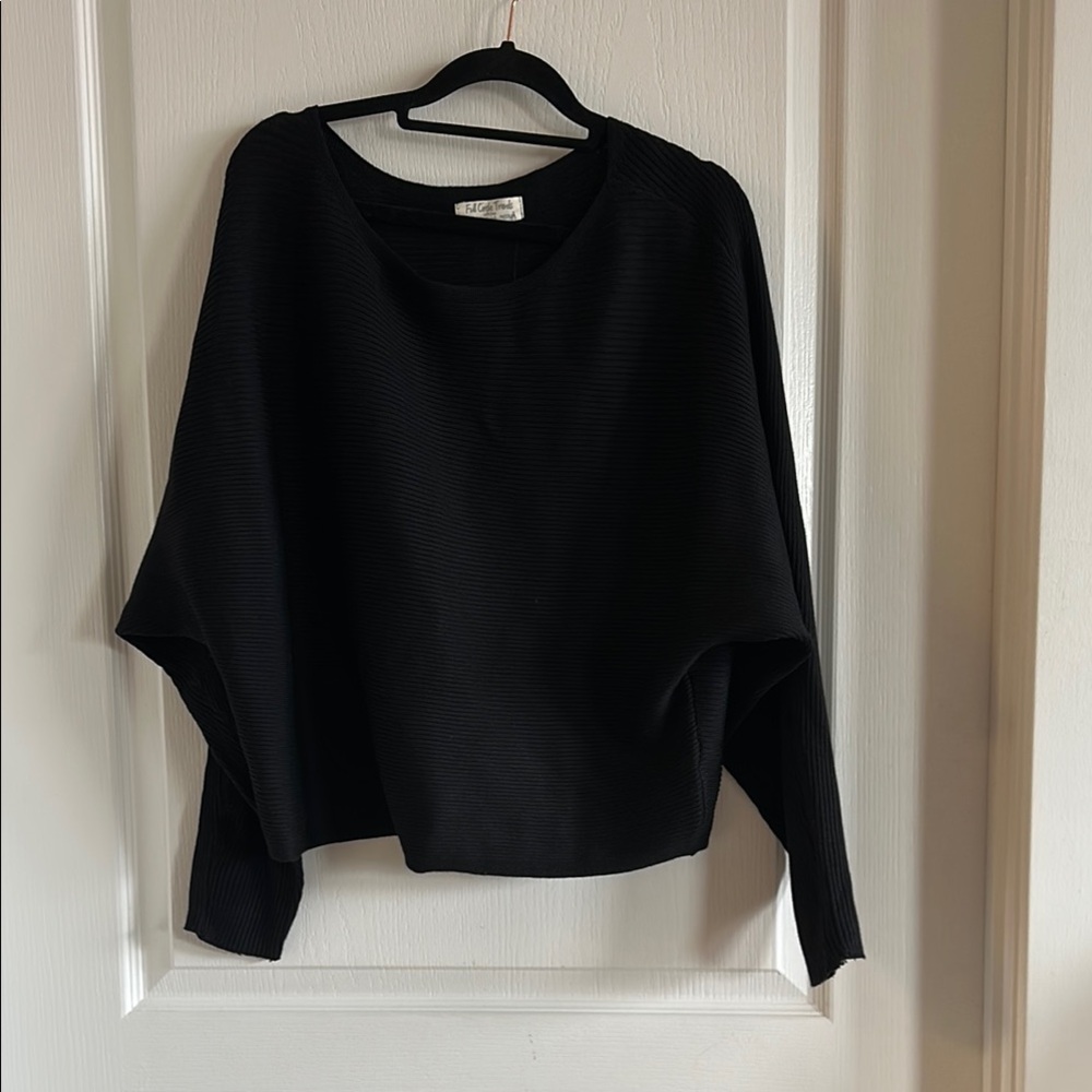Fashion Nova Black Cowl Neck Sweater with Batwing Sleeves